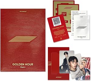 ATEEZ - [GOLDEN HOUR : Part.1] (POCAALBUM Ver.) Package Cover + Photo Stand + QR Card + Image Card + Photocard + Sticker Set + Digital Contents + User Guide + 2 Pin Badges + 4 Extra Photocards