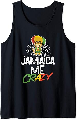 Jamaica Me Crazy - Jamaican Reggae - Funny Cat - Flag Hat Camiseta sin Mangas