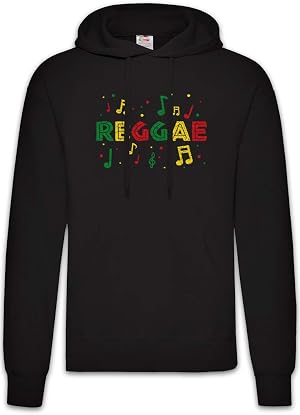Urban Backwoods Rasta Reggae Notes Hoodie Sudadera con Capucha Sweatshirt Negro Talla S